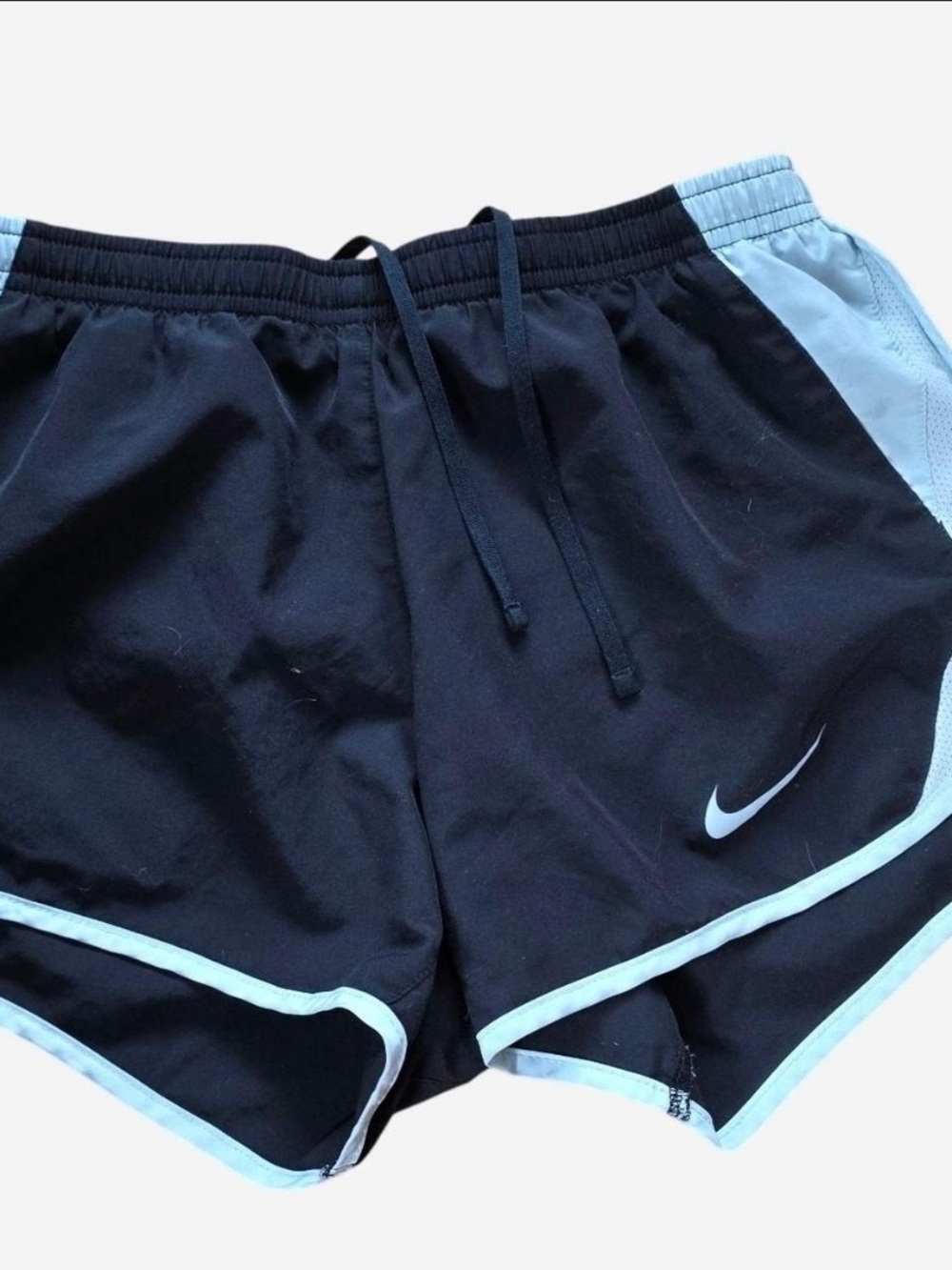 Nike Women’s Black Athletic Shorts with Light Blue Trim